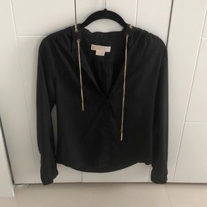 Michael Kors Black Blouse with Gold Chain